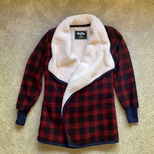 Womens sherpa lined open cardigan, size S